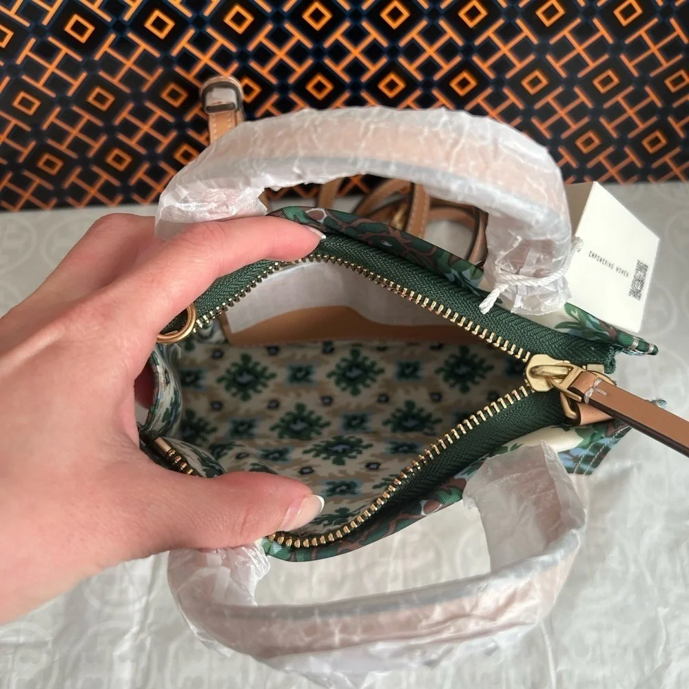 Tory Burch Ella Printed Mini Tote Crossbody Bag Rayure Fleurie